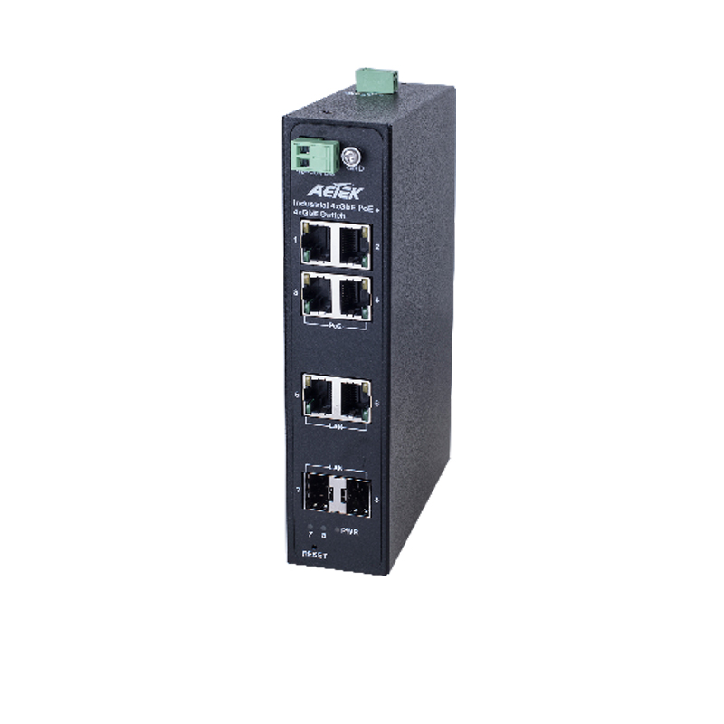 H30-044-30 Unmanaged Industrial PoE Switch With 4 X 30W PoE + 2 RJ45 And 2  SFP Interfaces - Versa Technology