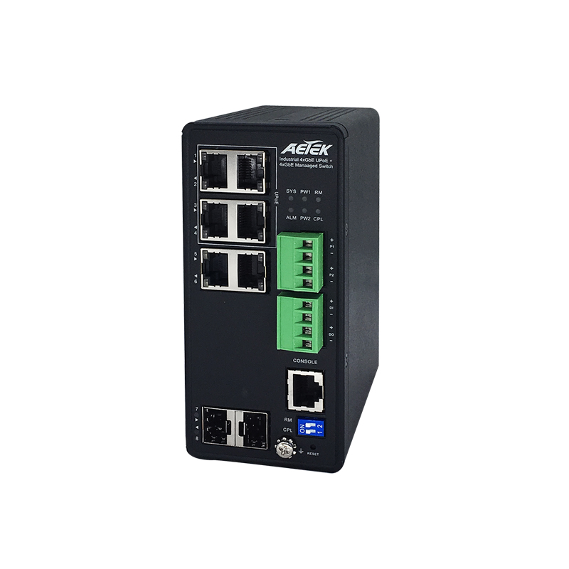 H70-044-60 Managed Industrial IP30 PoE Switch With 4 X 60W PoE + 2 RJ45 And  2 SFP Interfaces - Versa Technology