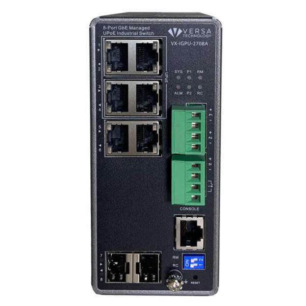 VX-IGPU-2708A Industrial PoE Switch Front